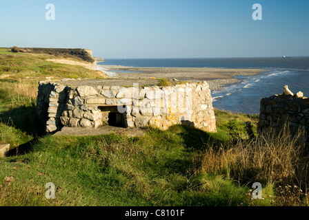 Seconde Guerre mondiale comprimé Fort, Tresilian Bay, la côte du Glamorgan, Vale of Glamorgan, Pays de Galles du Sud. Banque D'Images