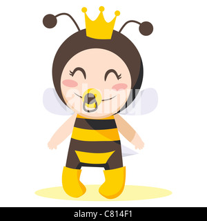 Sweet cute baby girl wearing costume reine des abeilles Banque D'Images