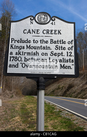 CANE CREEK Prélude à la bataille de Kings Mountain. Site d'une escarmouche sur sept'12,1780, entre loyalistes et 'hommes' Overmountain. Banque D'Images