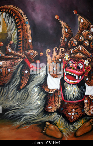 Peinture d'une danse Barong Balinais Banque D'Images