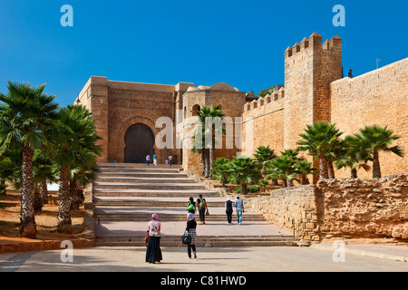 Maroc, Rabat, Ville mur de la Kasbah des Oudaias Banque D'Images