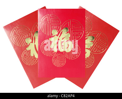 Les paquets rouge Nouvel An chinois Banque D'Images