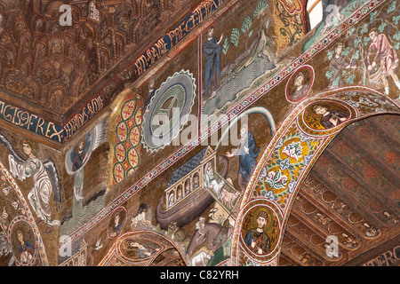 Mosaïques de l'arche de Noé et le déluge, dans la Chapelle Palatine, le Palazzo dei Normanni, Palerme, Sicile, Italie Banque D'Images