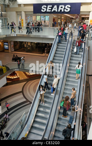 Les gens sur les escaliers mécaniques, Shopping in Mall Banque D'Images