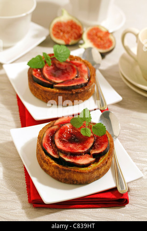 Tartelettes aux figues. Recette disponible. Banque D'Images