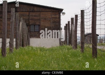 Vue extérieure de casernes, des détenus du camp de concentration de Majdanek, Lublin, Pologne Banque D'Images