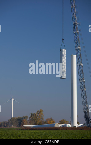 La construction d'éoliennes Banque D'Images