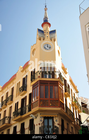 Bartholomew Modernisme House Carbonell et Mussons, Plaza de la Villa Azur, Sitges, Catalogne, Espagne Banque D'Images