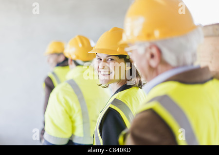 Construction Worker smiling on site Banque D'Images