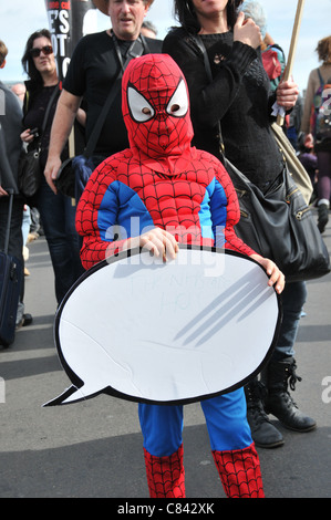 Bloquer le projet de loi NHS protester Westminster Bridge London 8 Octobre 2011 Banque D'Images