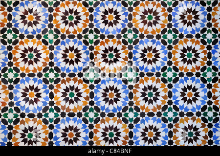 Carreaux Zellij au Ali Medersa Ben Youssef, Marrakech, Maroc Banque D'Images