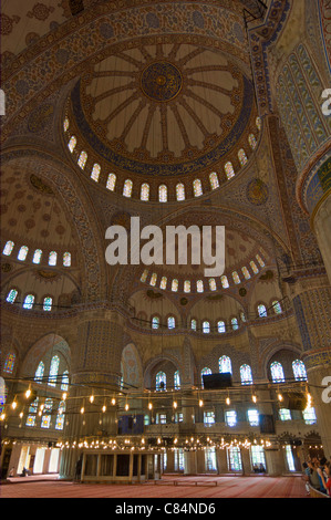 La Mosquée Bleue (Sultan Ahmet Camii) intérieur, Sultanahmet, Istanbul, Turquie centrale Banque D'Images