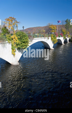 USA Massachusetts Shelburne Falls Bridge de fleurs à l'automne Banque D'Images