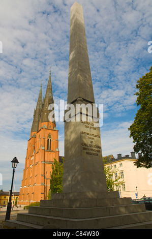 La chronique de Gustaf Adolf et cathédrale Uppsala Domkyrka Svealand ville province Suède Europe Banque D'Images