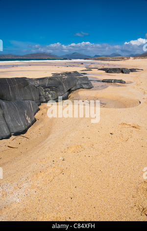 Paysage, la plage de Traigh Mhor, doigt rock Banque D'Images