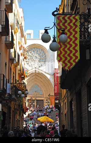 12e siècle Cathédrale de Tarragone, Plaça de la Seu, Tarragona, Costa Dorada, province de Tarragone, Catalogne, Espagne Banque D'Images