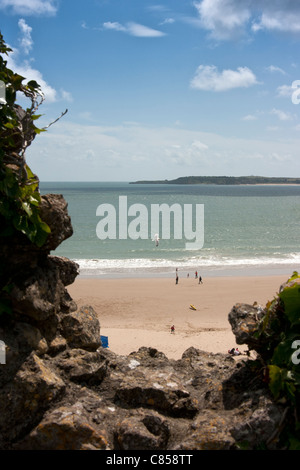 Château sands beach, Tenby, Pembrokeshire, Pays de Galles de l'Ouest Banque D'Images