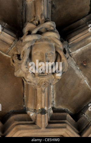 Homme vert dans le plafond de la passerelle à St Mary's Guildhall, Coventry, Royaume-Uni Banque D'Images