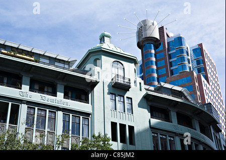 L'Édifice Dominion majestueux et moderne en forme de tour dans la ville de Île du Nord Wellington Nouvelle-Zélande NZ Banque D'Images