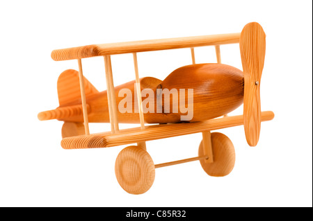 Blanc - objet en bois jouet avion close up Banque D'Images