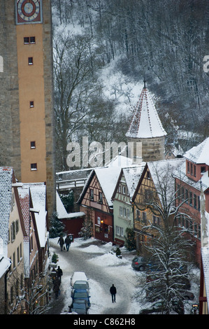 Pittoresque, village couvert de neige Banque D'Images