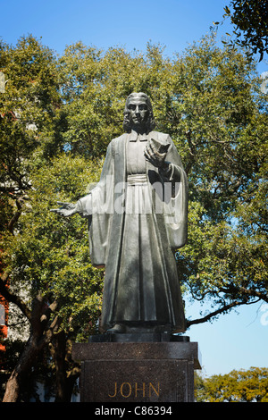 Statue de John Wesley, Reynold's square, Savannah Banque D'Images