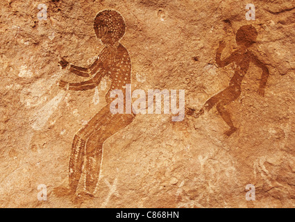 Célèbres peintures rupestres préhistoriques de Tassili N'Ajjer, Algérie Banque D'Images