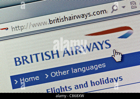 Logo British Airways et site web close up Banque D'Images