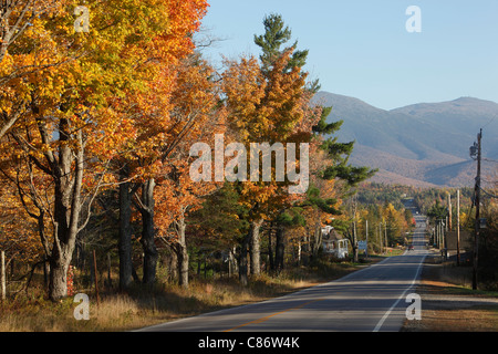 Feuillage d'automne le long de la Route 2 dans la région de Jefferson, New Hampshire Banque D'Images