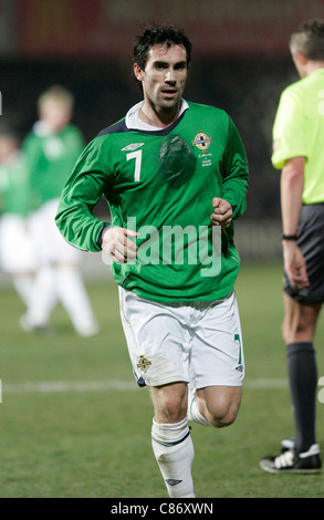 Le nord de l'Ireland Keith Gillespie. L'Irlande du Nord et le Pays de Galles a attiré 0-0 dans ce sympathique. L'Irlande du Nord v Wales international friendly, Windsor Park, Belfast, 6 février 2007 Banque D'Images