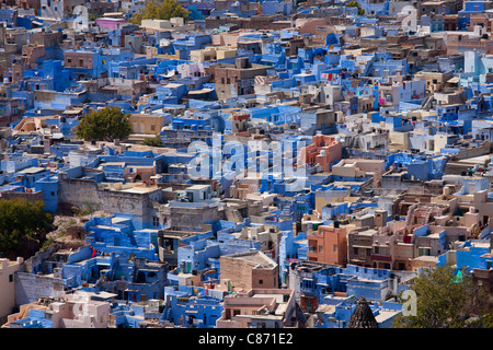 La ville bleue de Brahman, Brahmpuri, région de Jodhpur au Rajasthan, Inde du Nord Banque D'Images