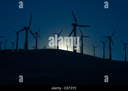 Ferme éolienne à Tehachapi Pass, Tehachapi, Kern County, Californie, USA Banque D'Images