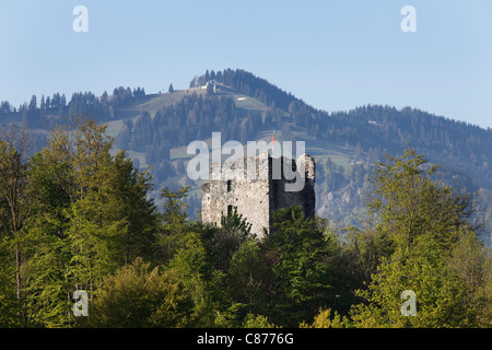 Allemagne, Bavière, souabe, Allgaeu, Oberallgaeu, Immenstadt, vue d'Laubenbergerstein les ruines du château Banque D'Images