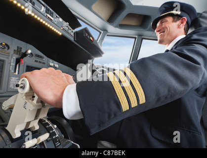 Germany, Bavaria, Munich, airplane cockpit Banque D'Images