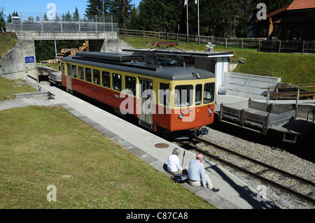 La gare la plus Winteregg sur l'Grutschalp à Murren railway, Oberland Bernois, Suisse Banque D'Images