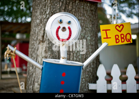 Une sculpture de métal hods un signe pour le bbq Banque D'Images