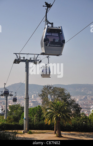 Telefèric de Montjuïc (téléphérique) à Montjuïc, Barcelone, Province de Barcelone, Catalogne, Espagne Banque D'Images