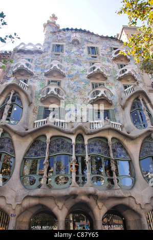 Façade de la Casa Batlló, Passeig de Gràcia, Barcelone, Province de Barcelone, Catalogne, Espagne Banque D'Images