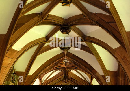 Faux-plafond voûte gothique dans le cloître de la Basel, Bâle, Suisse Banque D'Images