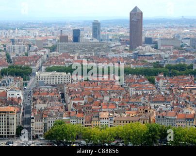 Panorama de la ville de Lyon, France - vue de la colline de Fourvière Banque D'Images