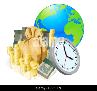 World globe money time concept d'entreprise. Le temps est argent, international business concept. Banque D'Images