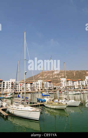 Marina Agadir La Kasbah avec en arrière-plan, Agadir, Maroc Banque D'Images