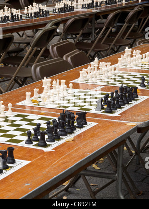 Tournoi d'échecs dans Central Park, NYC Banque D'Images