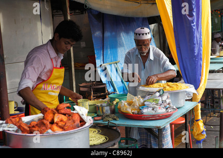 Vendeurs de nourriture à l'Indian district, Georgetown, Penang, Malaisie Banque D'Images