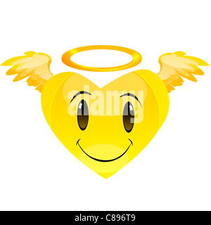 Illustration de smiley angel heart avec fond blanc Banque D'Images