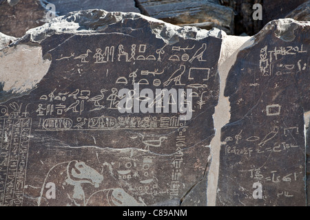 Inscription au Wadi Hammamat, désert de l'Est, les collines de la mer Rouge, Egypte, Afrique du Nord Banque D'Images