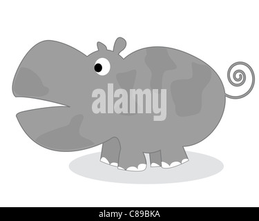 Clip art hippo, objet isolé sur fond blanc Banque D'Images