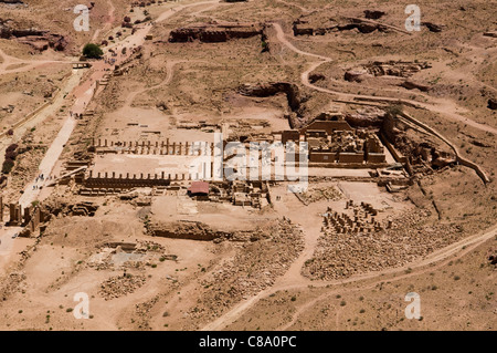Vue aérienne de la ville antique de Pétra, le site du patrimoine mondial de l'Unesco en Jordanie Banque D'Images