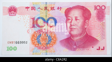 Monnaie chinoise 100 Yuan billet monnaie chinoise Yuan billet Chine monnaie Banque D'Images