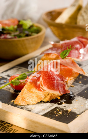 Jambon espagnol sandwich ouvert Banque D'Images